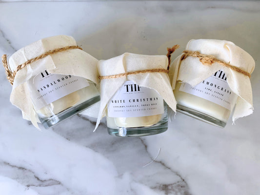 White Christmas scented double wick candle